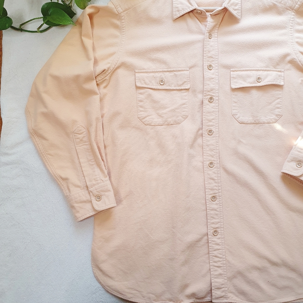 VTG L.L. Bean Chamois Cloth Shirt | Traditional Fit | Cream | Size L Tall